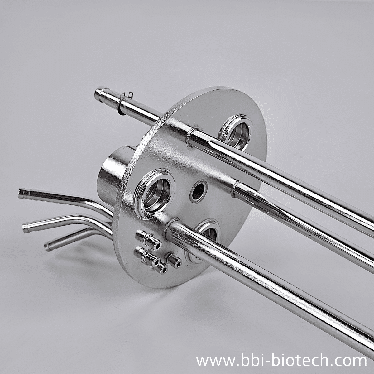 Headpiece for 2 L media bottle GLS 80 (3 x Pg 13,5, 1 x inoculation port (with septum), 1 x L-Sparger, 1 x Harvest pipe fixed, 1 x Pt100 sleeve, 4 x hose nozzle) - Image 3